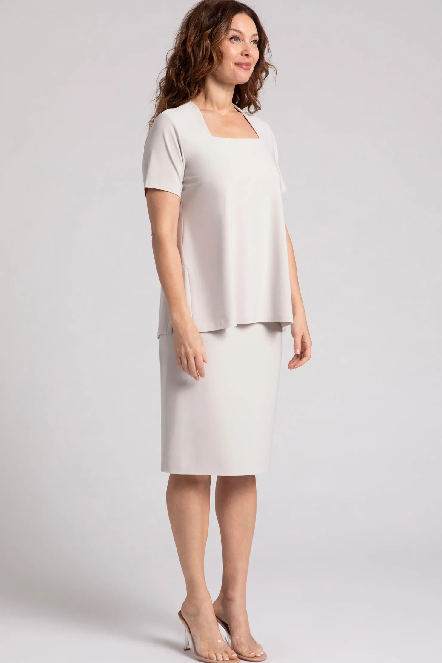 Sympli Tops>Square Neck Top Cashew