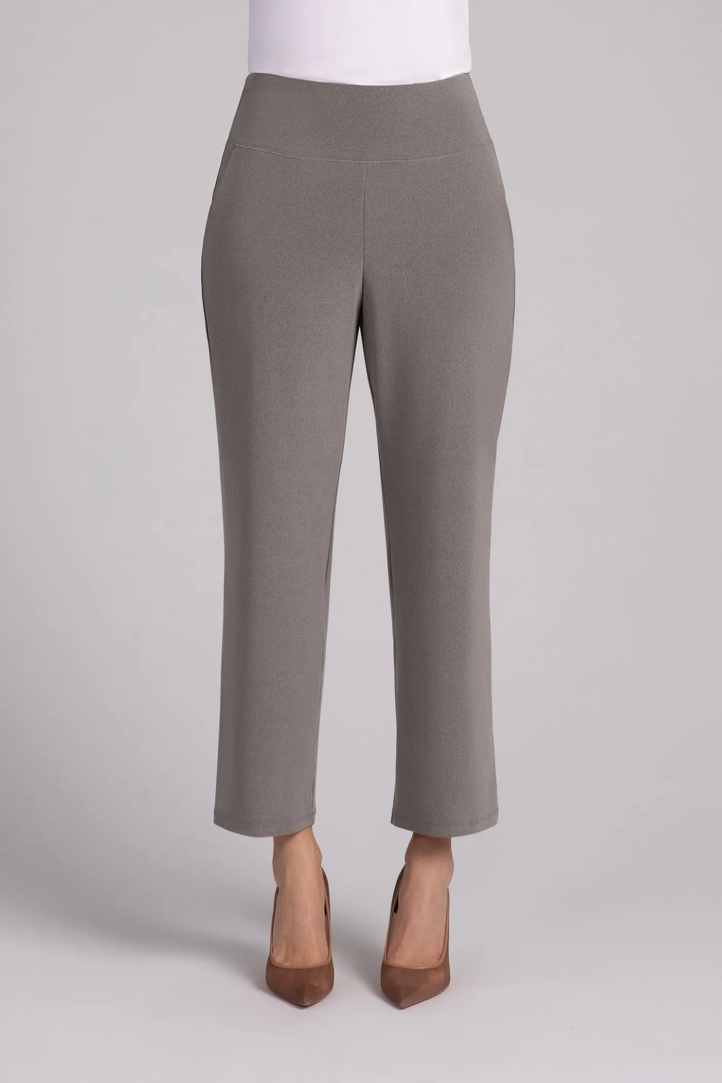 Sympli Bottoms>Straight Leg Ankle Pant MelangeSand