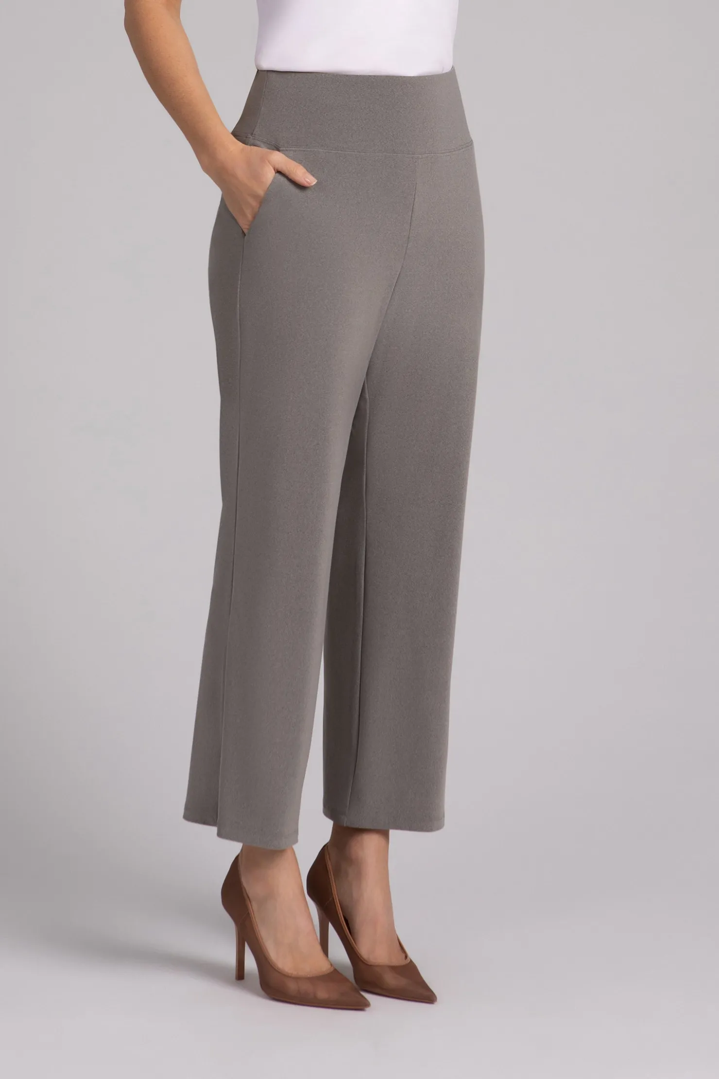Sympli Bottoms>Straight Leg Ankle Pant MelangeSand