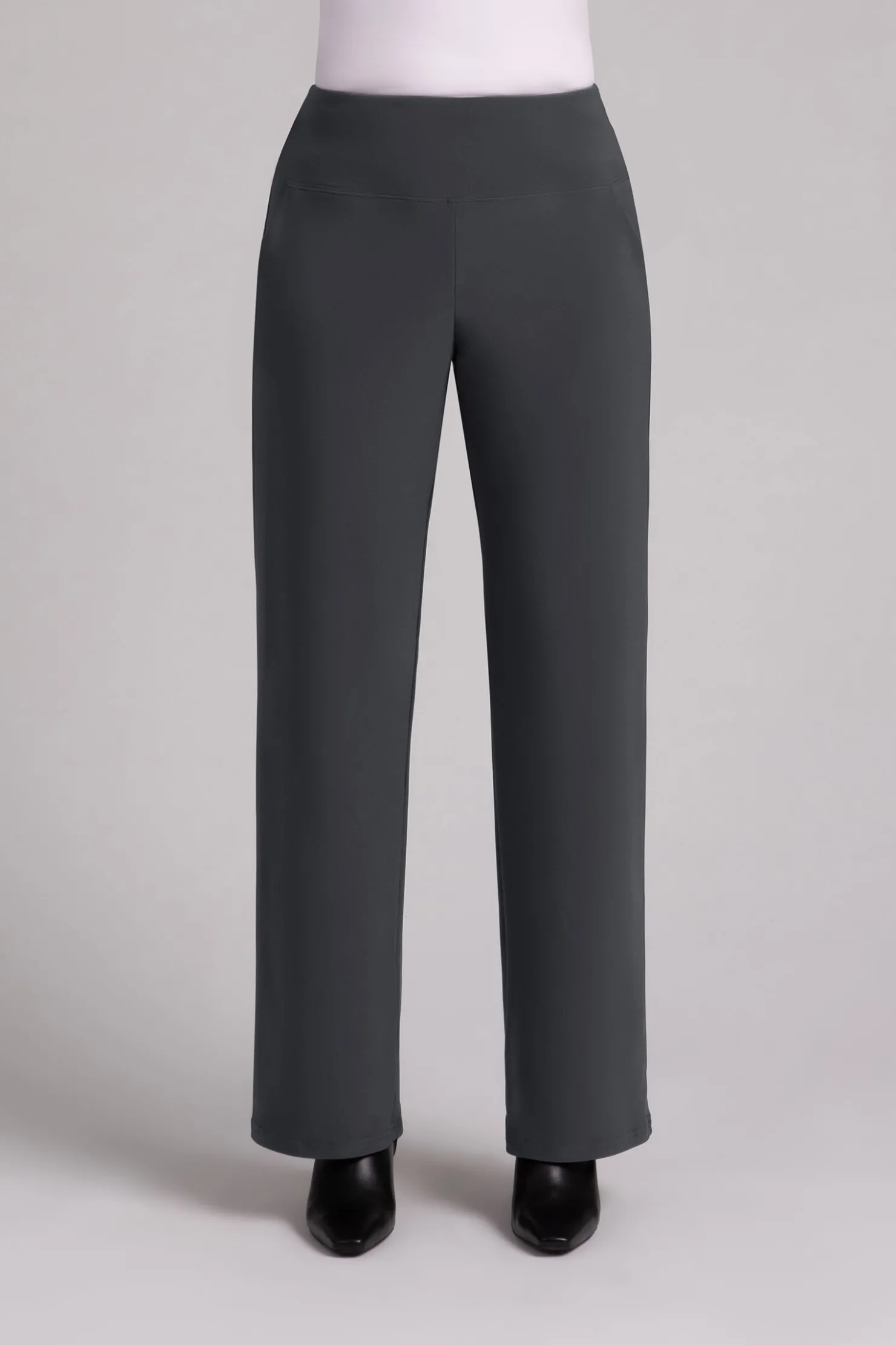 Sympli Bottoms>Straight Leg Pant with Yoke Graphite