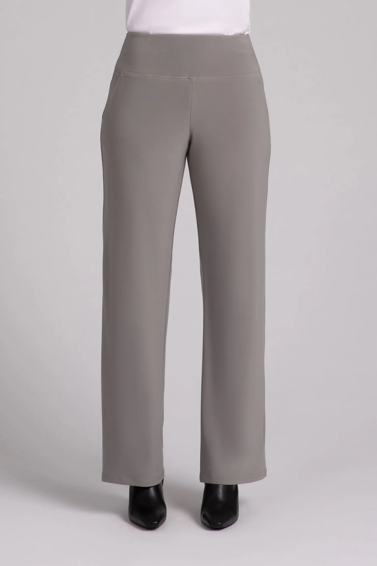 Sympli Bottoms>Straight Leg Pant with Yoke Taupe