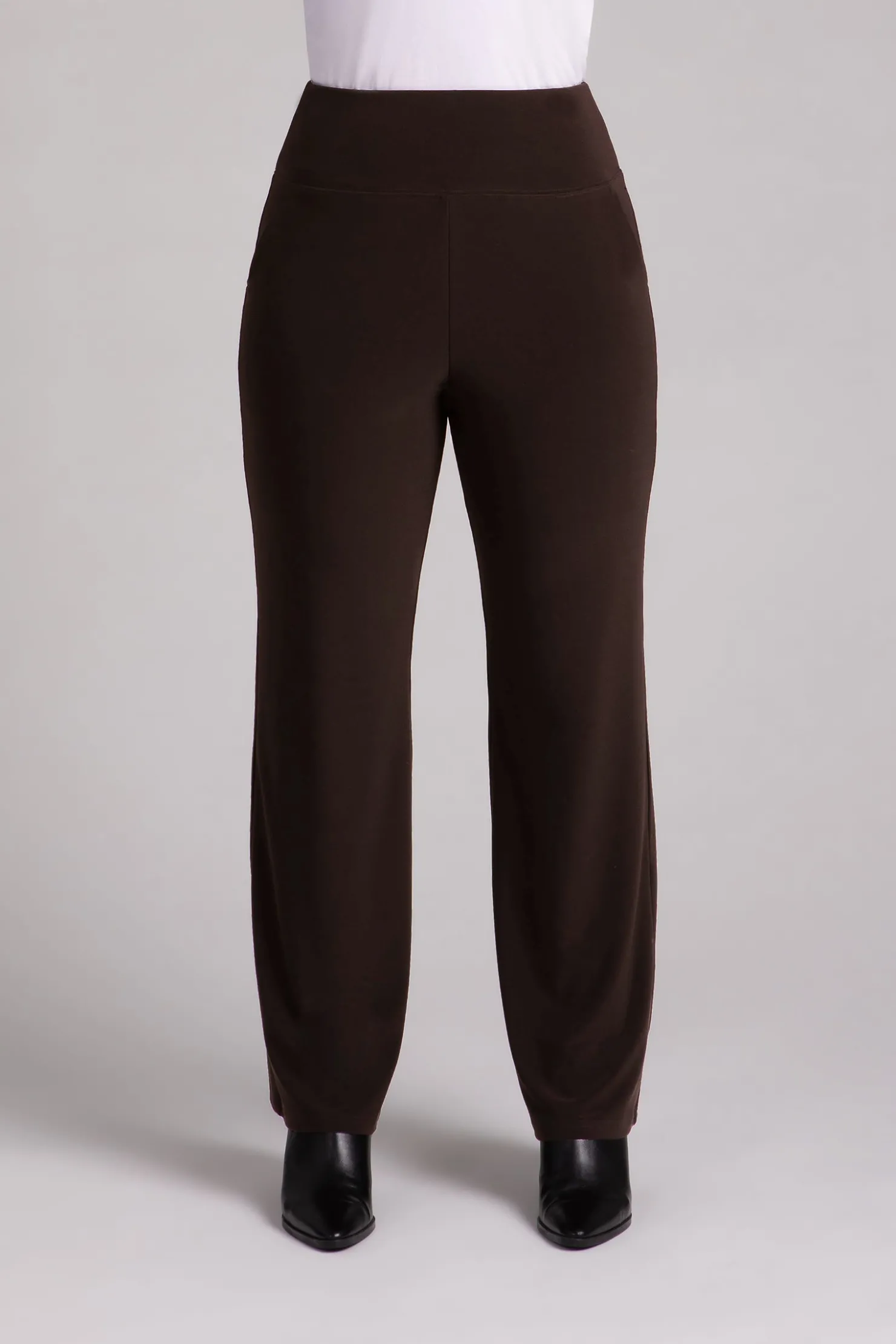 Sympli Bottoms>Straight Leg Pant with Yoke Chocolate