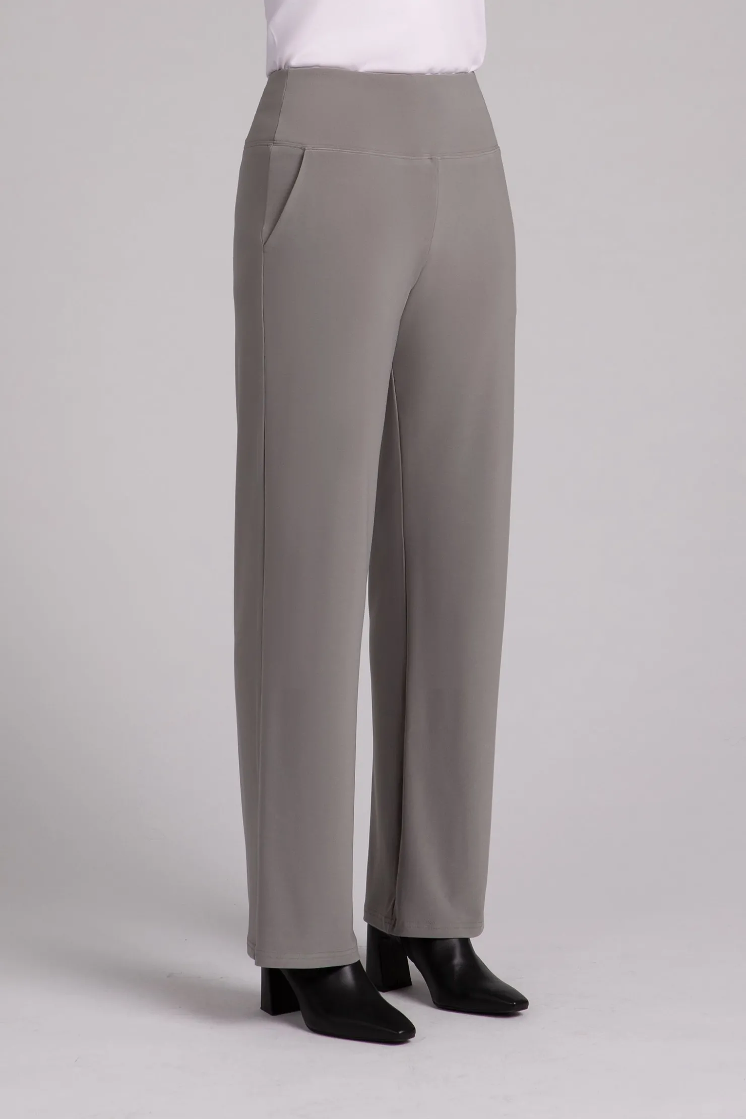 Sympli Bottoms>Straight Leg Pant with Yoke Taupe