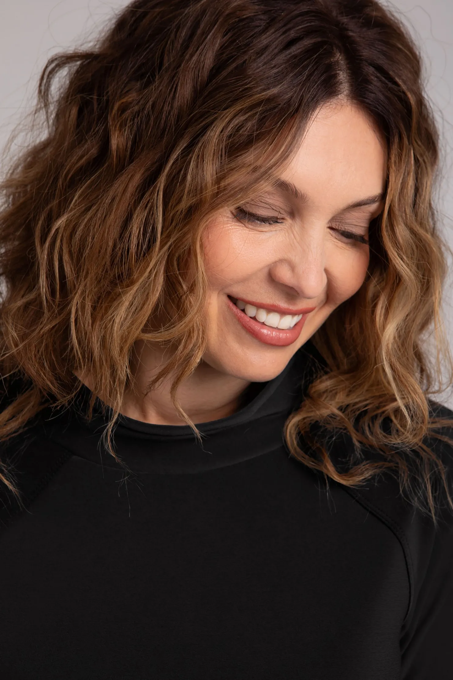 Sympli Tops>Svelte Funnel Neck Tunic Black