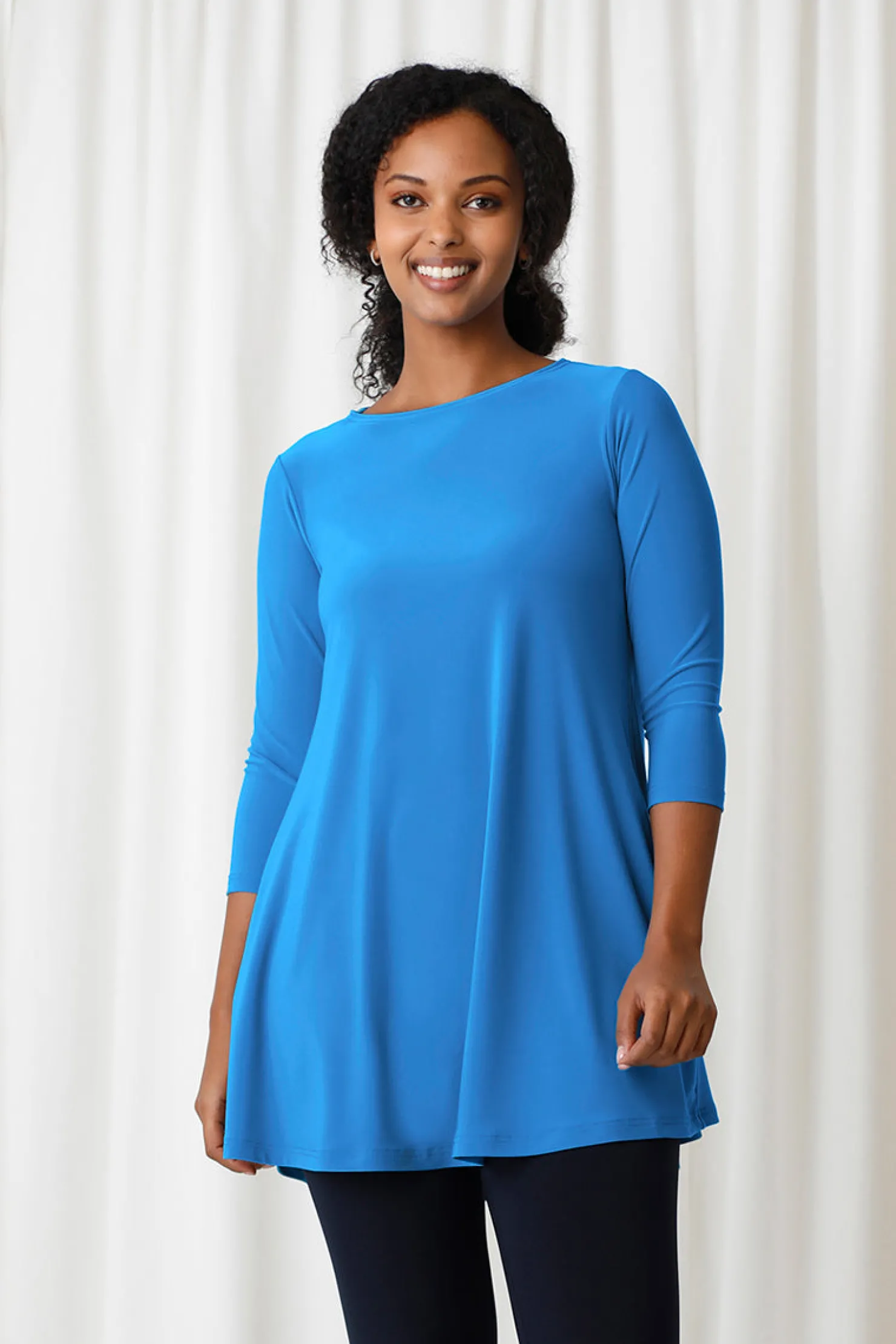 Sympli Tops>Trapeze Tunic Ocean
