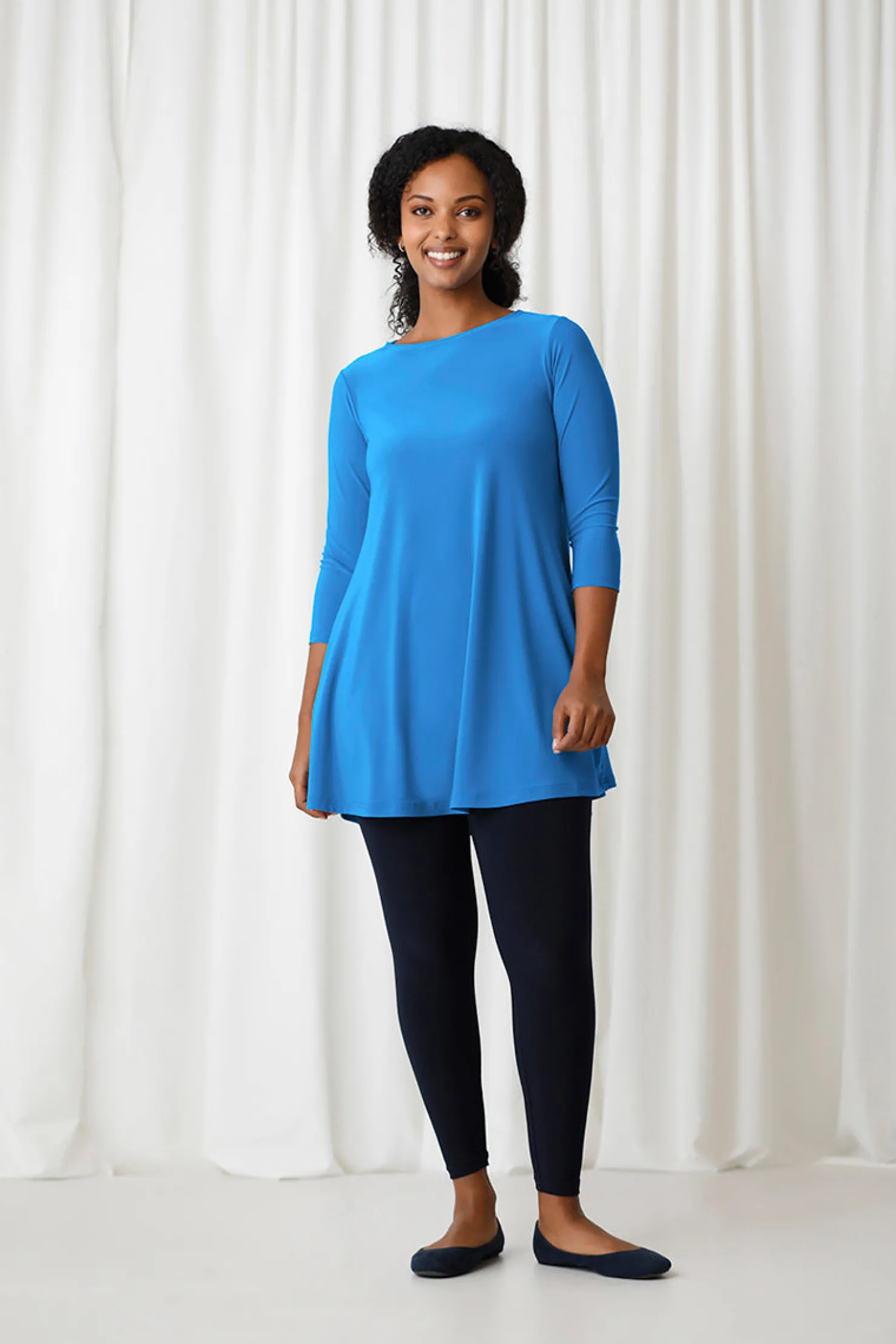 Sympli Tops>Trapeze Tunic Ocean