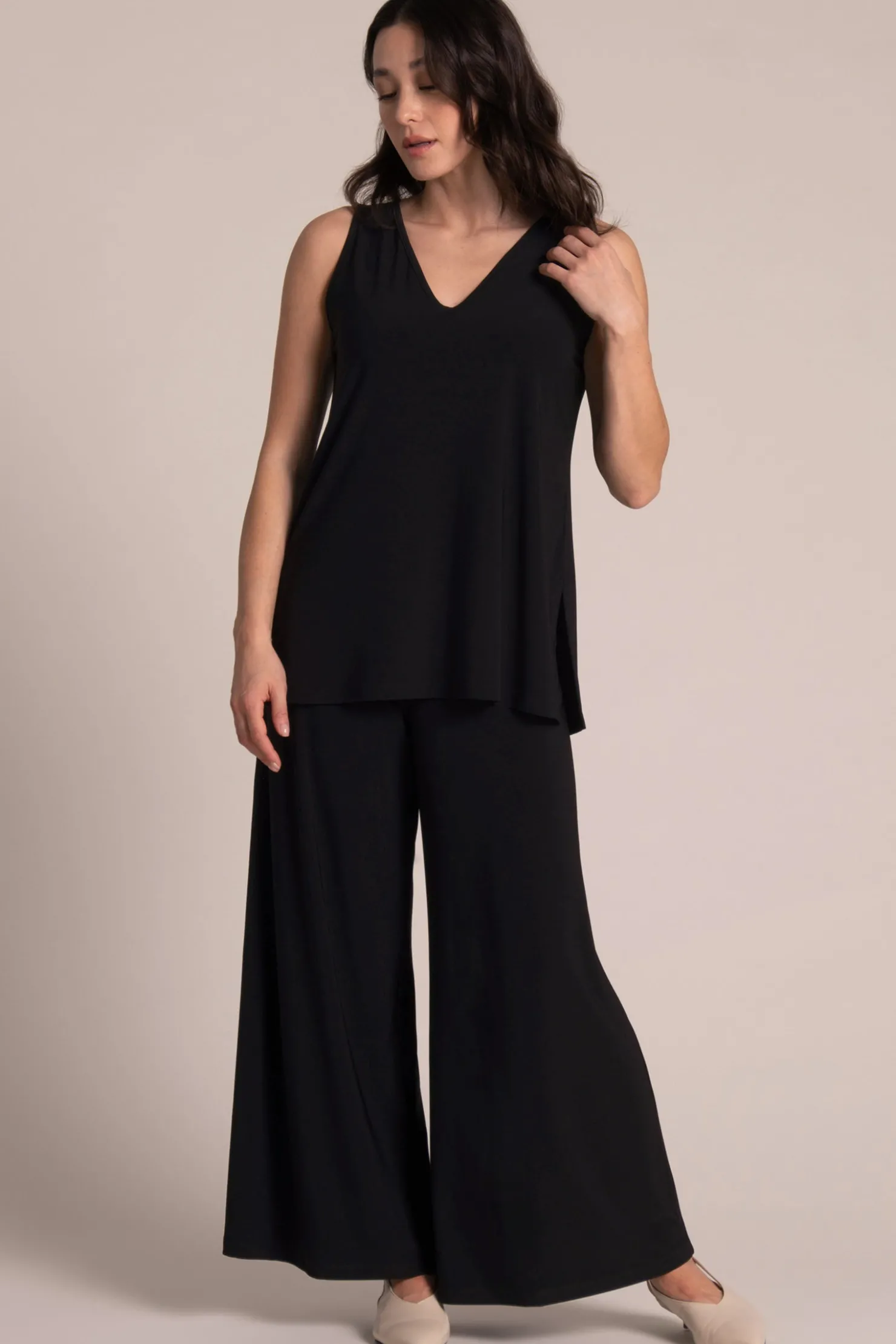 Sympli Bottoms>Trumpet Leg Pant Black