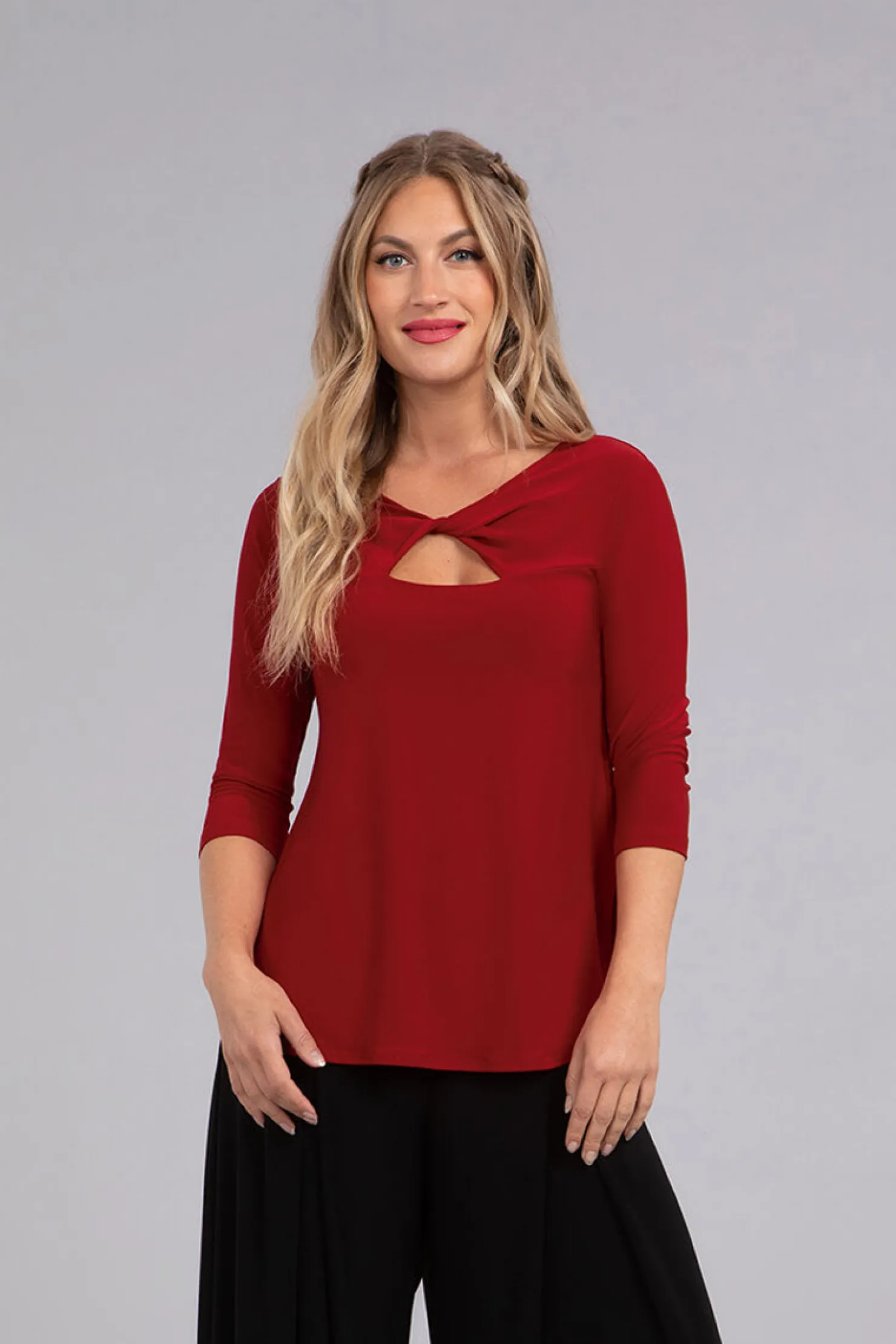 Sympli Tops>Twist Top Red