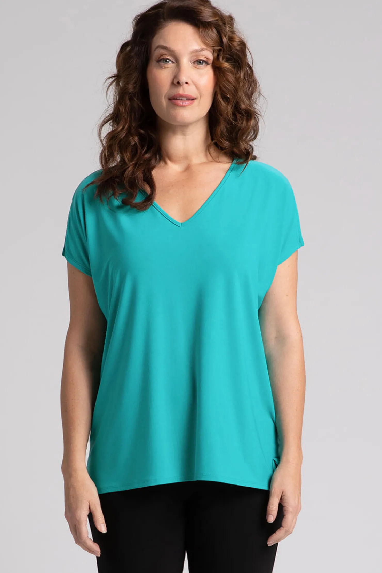 Sympli Tops>V-Neck Slit Sleeve Top Gem