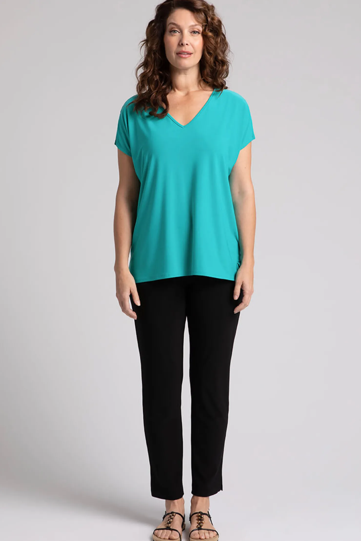 Sympli Tops>V-Neck Slit Sleeve Top Gem