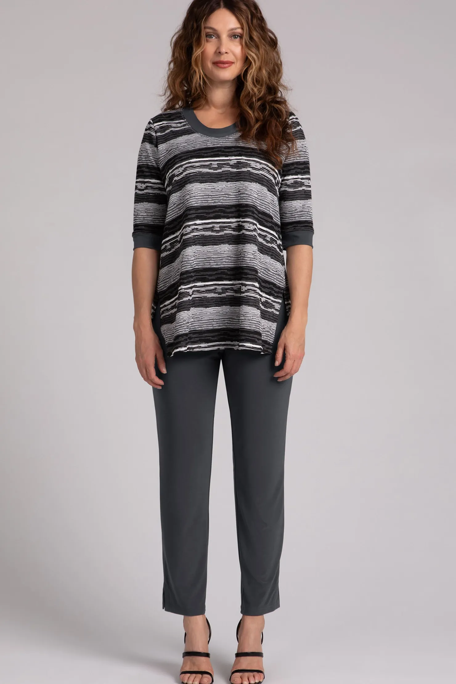 Sympli Tops>Wavy Stripe Deep Scoop Go To Tunic WavyStripe