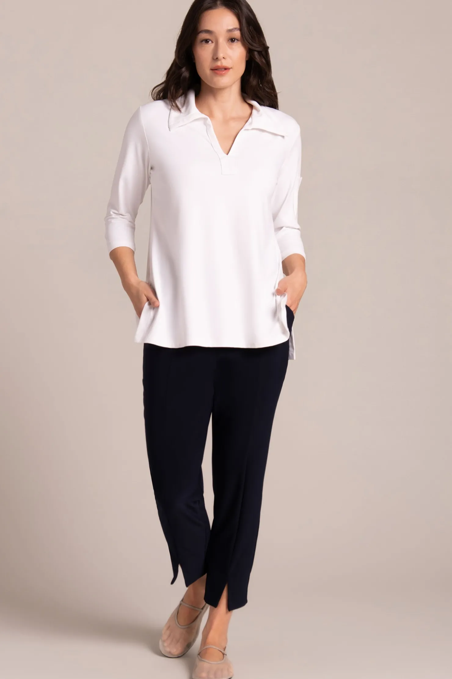 Sympli Tops>Weekender Top White