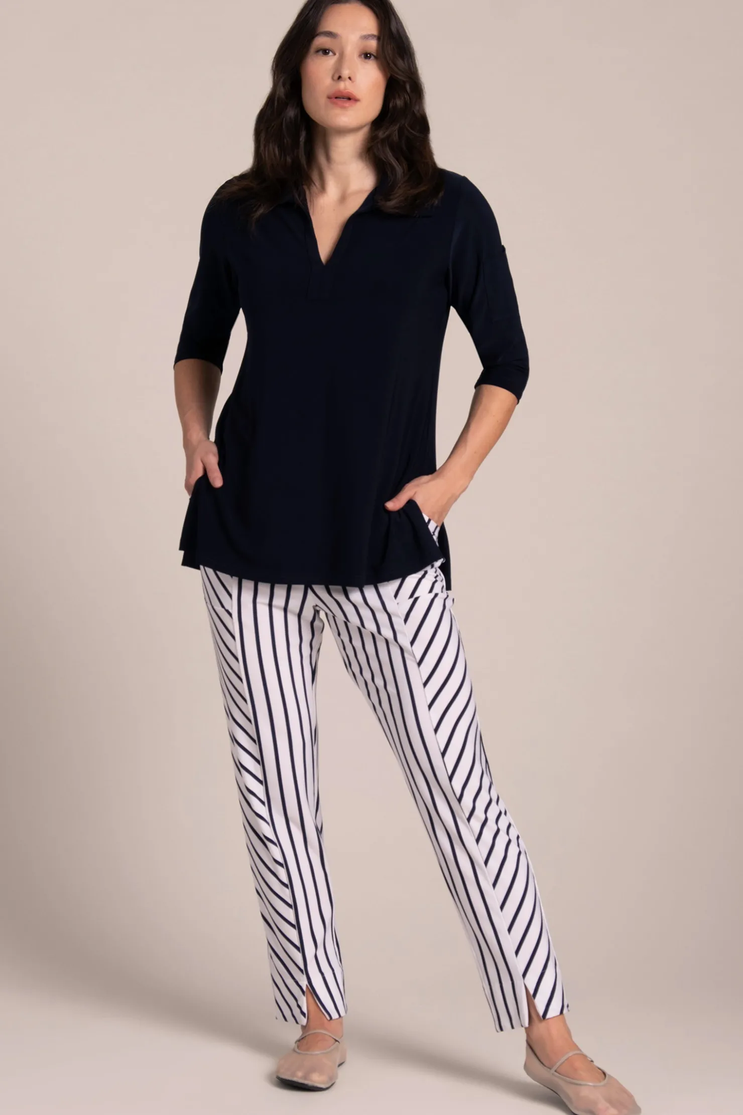 Sympli Tops>Weekender Top Navy