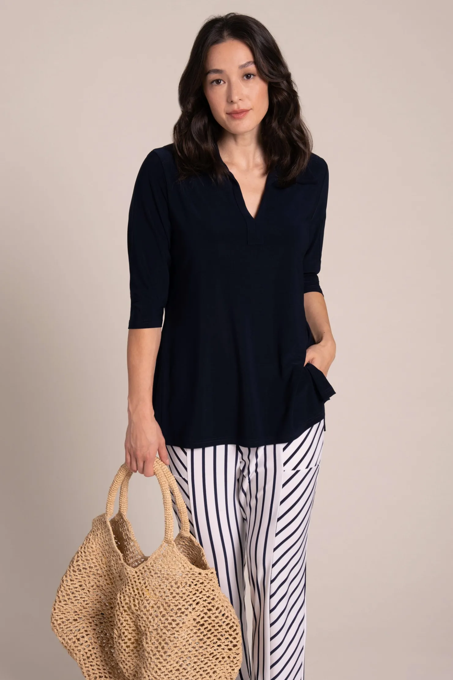 Sympli Tops>Weekender Top Navy
