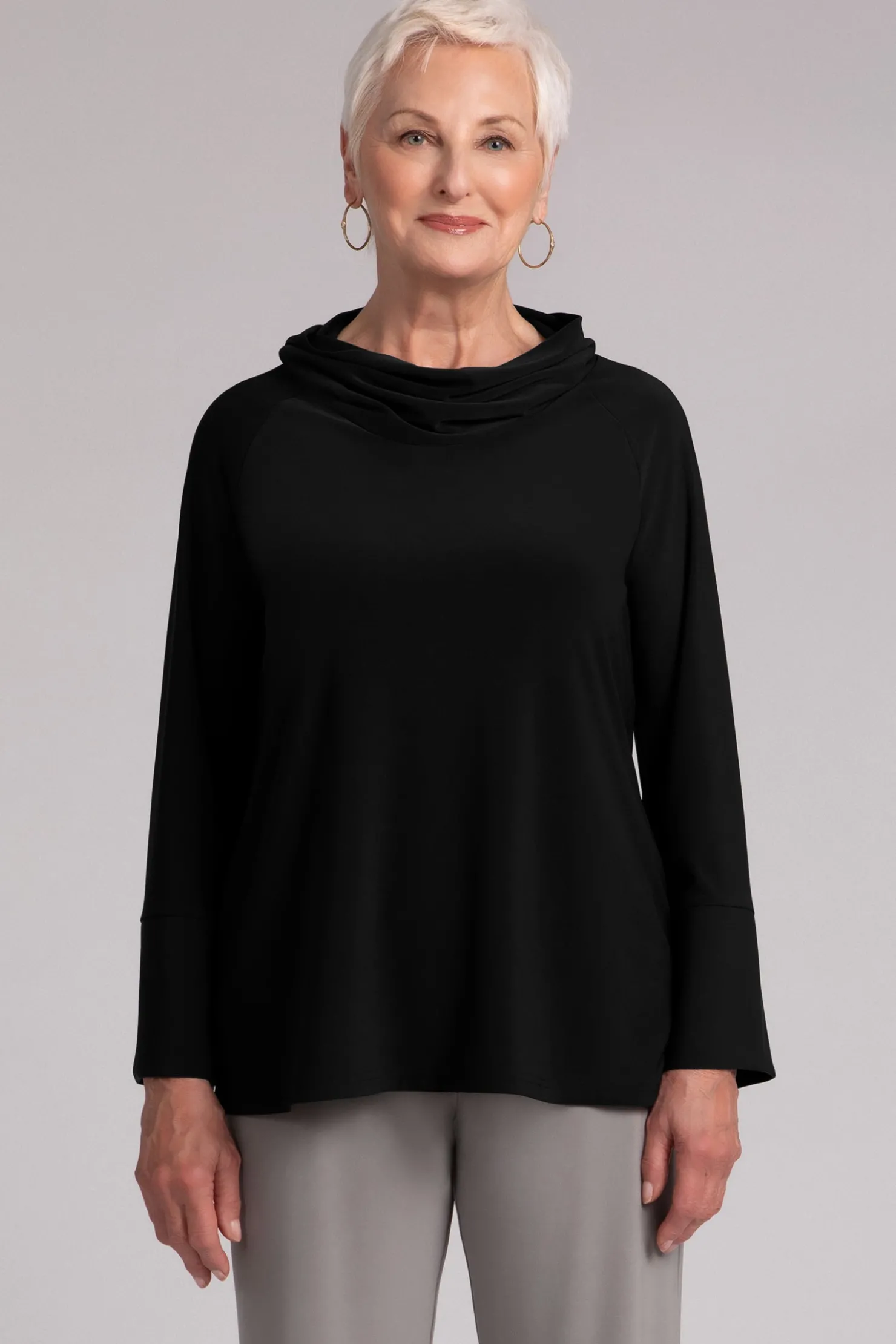 Sympli Tops>Wide Cuff Raglan Sleeve Top Black