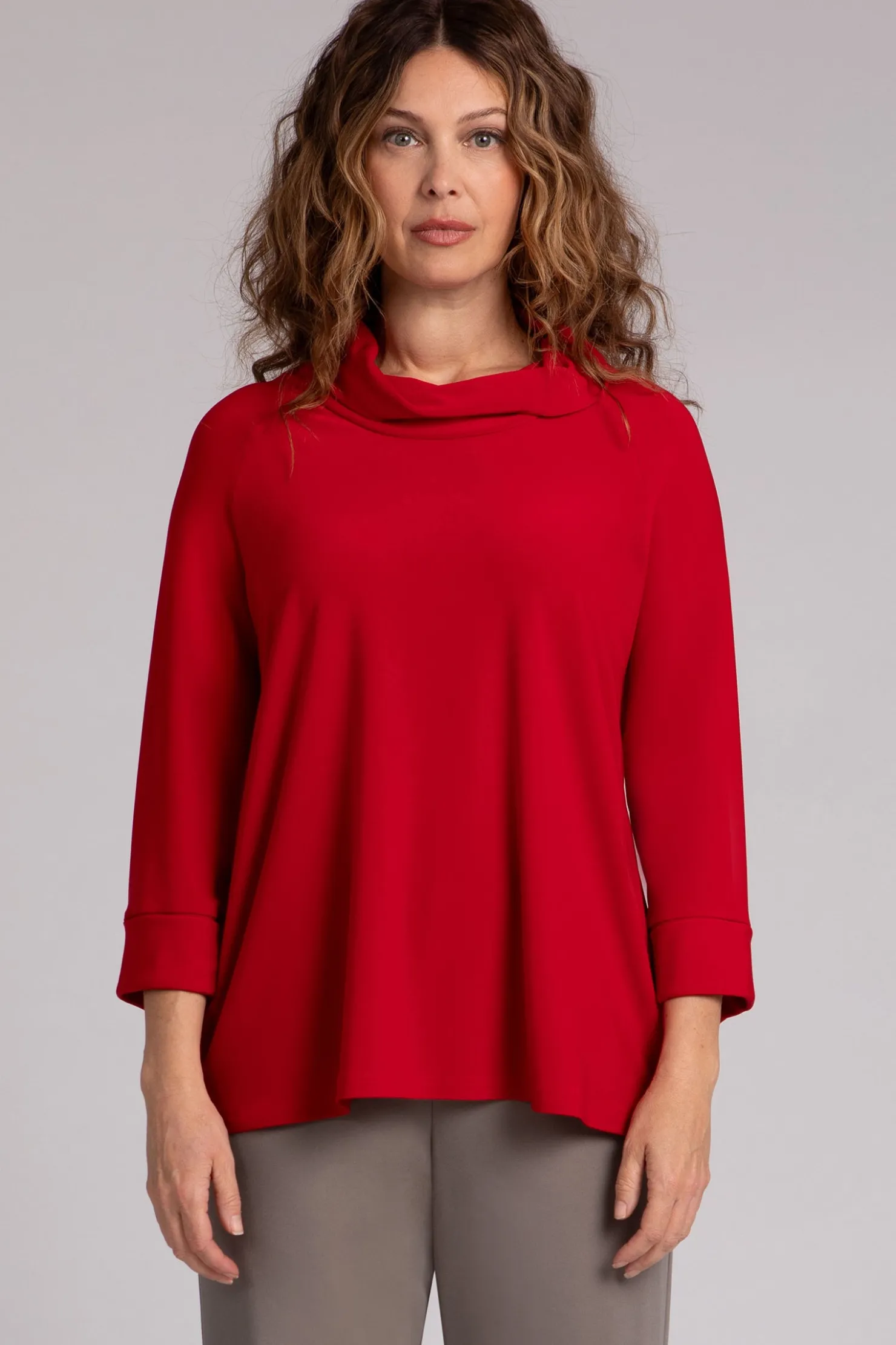 Sympli Tops>Wide Cuff Raglan Sleeve Top Poppy
