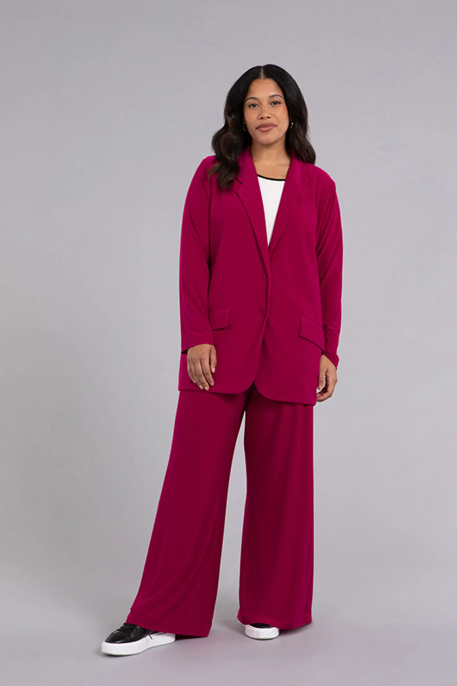 Sympli Bottoms>Wide Leg Trouser Magenta