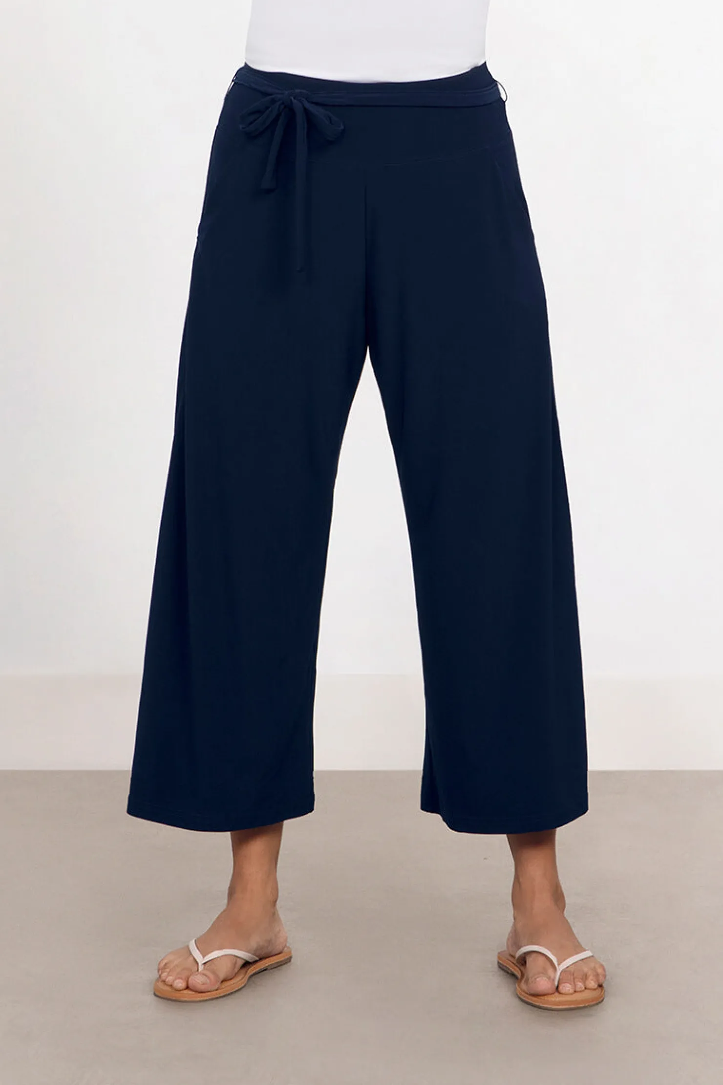 Sympli Bottoms>Wide Leg Trouser Crop Navy