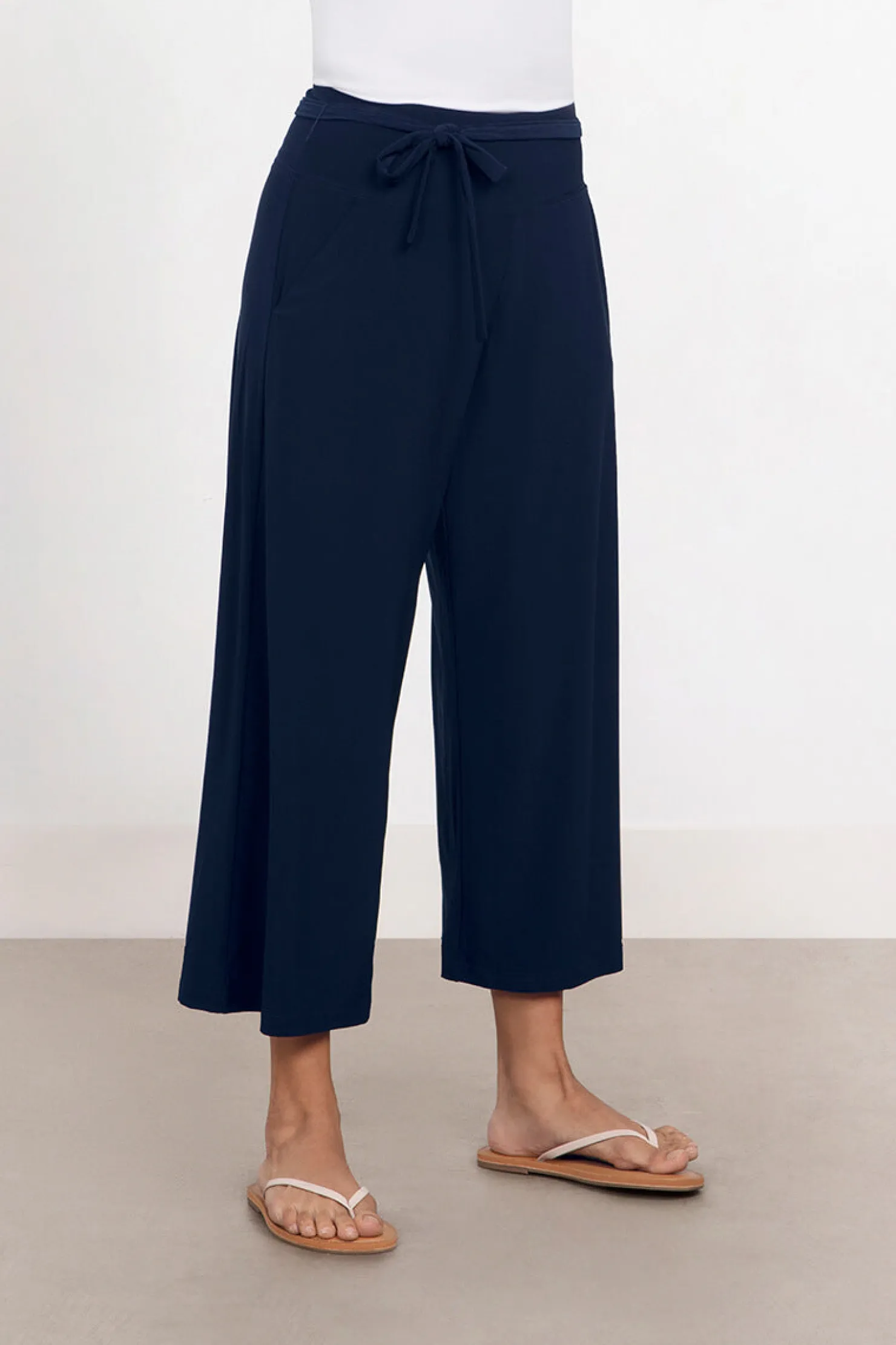 Sympli Bottoms>Wide Leg Trouser Crop Navy